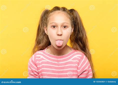 Girl Sticking Tongue Out Cute Antics Frolicking Stock Image Image Of