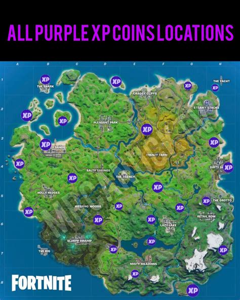 Green and purple xp coins are back in fortnite chapter 2 season 4. All 24 Purple XP Coin Locations (week 1-6). Fortnite ...