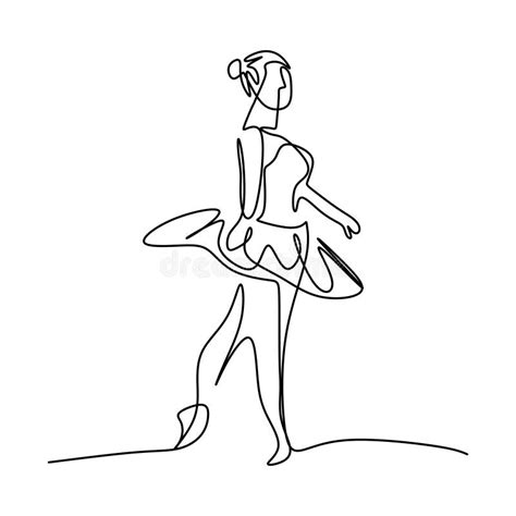One Single Line Drawing Beautiful Woman Ballerina Pretty Ballet Dancer
