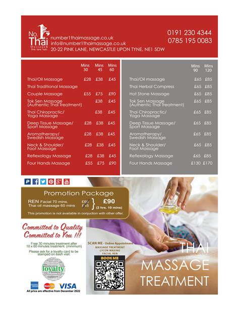 Price Brochure No1 Thai Massage By No1 Thai Massage Newcastle Issuu