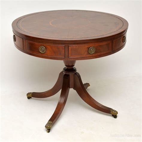Antique Mahogany Leather Top Drum Table Antiques Atlas