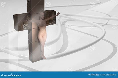 Crucified Woman In Church Wooden Door Royalty Free Stock Photography CartoonDealer Com