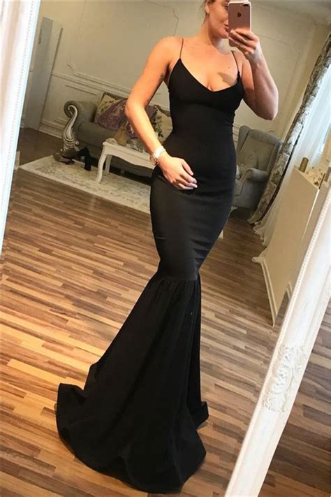 Simple Stunning Mermaid Long Black Prom Dress Formal Evening Dresses