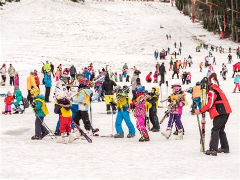 People Having Fun On Snowy Mountain Sky Resort Editorial Image Image