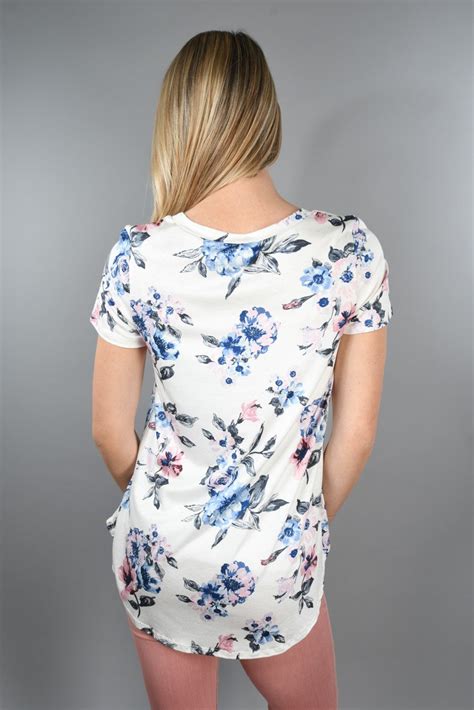 Blue And Pink Floral Top The Pulse Boutique