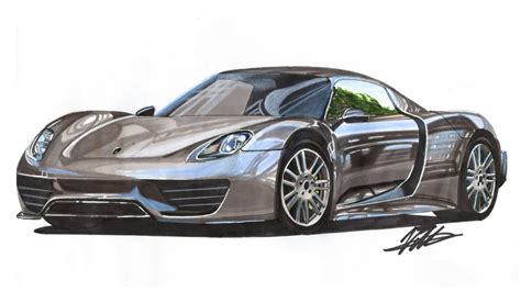 Maybe you would like to learn more about one of these? Realistic Car Drawing - Porsche 918 - Time Lapse - YouTube