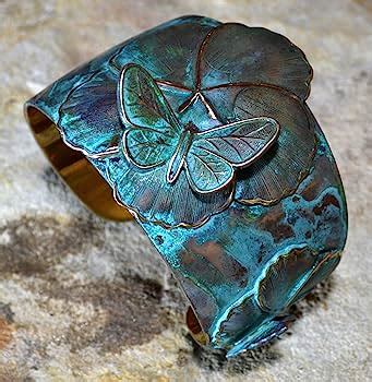Elaine Coyne Collectible Artwear Verdigris Patina Brass Bluebells