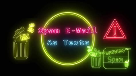 Spam Emails As Texts Neon Red Blue Fluorescent Text Animation Yellow Frame On Black Background
