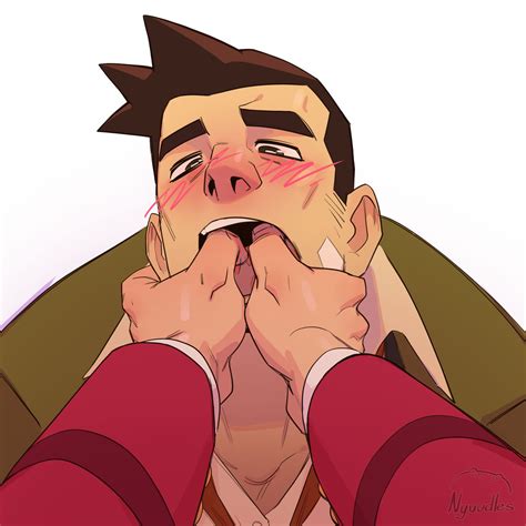 rule 34 ace attorney bara blush clothed dick gumshoe fingers in mouth gay gyakuten saiban