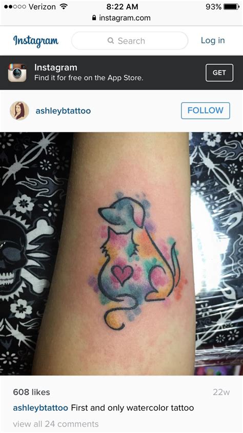 Dogs have been mankind's loyal and trusted companions for over 40,000 years and are a far cry from their wild wolf origins. Dog and Cat Tattoo | Cat and dog tattoo, Tattoos, Trendy ...
