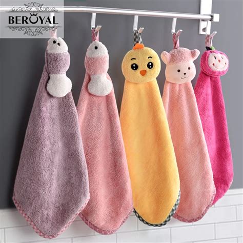 2 Pcs Quick Drying Baby Small Hand Towel Face Towels Cute Hanging Mini