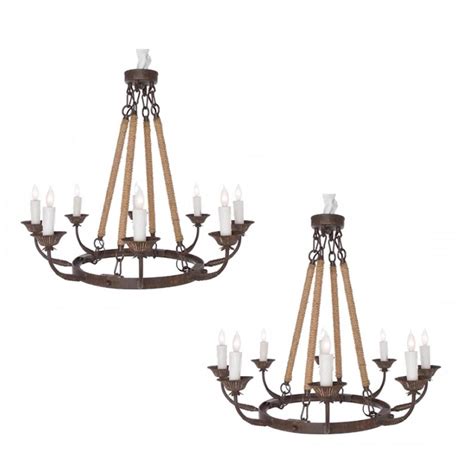 Pair Of Rustic Eight Arm Chandeliers Of Small Scale Arm Chandelier