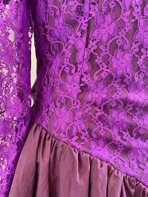 Vintage Purple Princess Prom Dress Retro Party Long Lace Ball Etsy