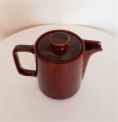 Mcm Mid Century Vintage Brown Glazed Ceramic Coffee Pot Tetera Etsy
