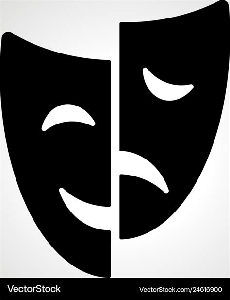 Happy And Sad Drama Mask Silhouette Simple Icon Vector Image