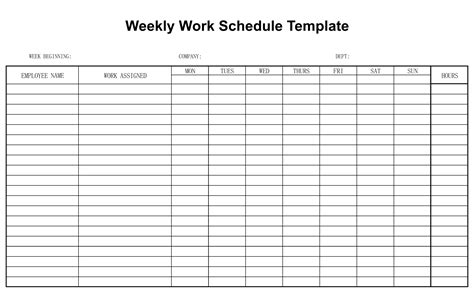 Downloadable Free Weekly Employee Work Schedule Template