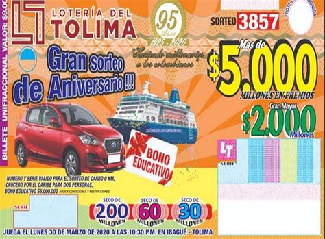Lotería del tolima últimos sorteos. Se busca el ganador del premio de 60 millones de pesos