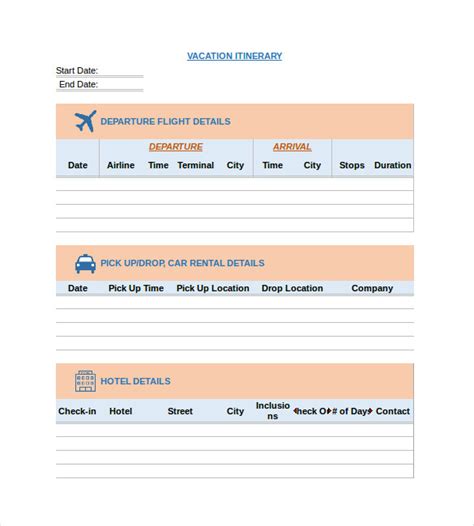 Itinerary Template 14 Free Word Excel Pdf Documents Download