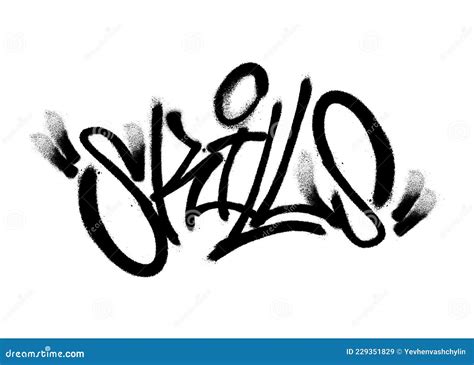 Sprayed Skills Font Graffiti With Overspray In Black Over White Vector