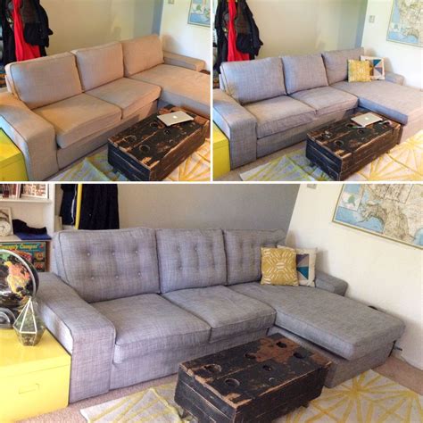 Ikea kivik cover for ottoman footstool w/storage tallmyra beige 804.827.21. IKEA Kivik sofa DIY. Top left: Isunda beige. Top right ...