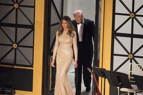 Look Melania Trump Wears Gold Reem Acra Gown At Pre Inauguration
