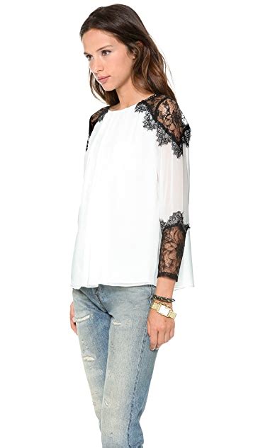 Alice Olivia Danyelle Lace Shoulder Blouse Shopbop