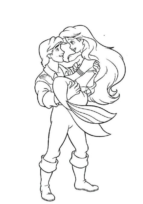 ariel and prince eric coloring pages coloring pages
