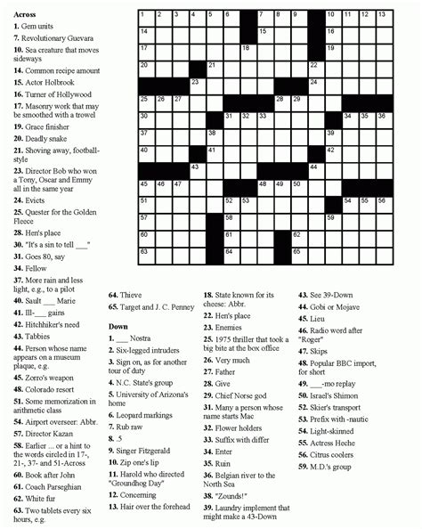 Daily Commuter Crossword Puzzles Printable Printable Crossword