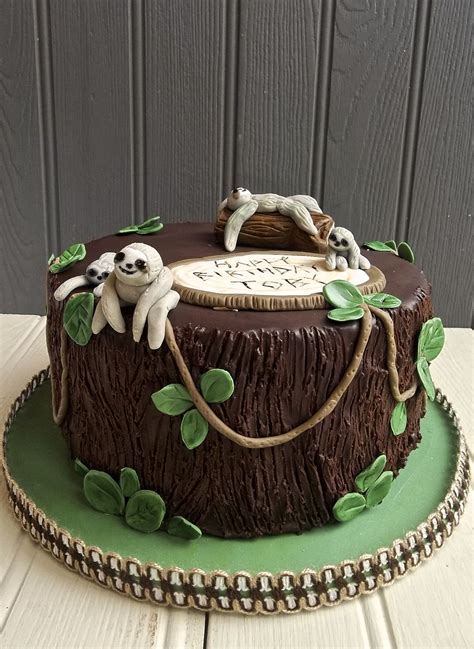 This personalized cake topper for a sloth birthday party is so cute!! Sloth Cake. Eat My Cake London | Sloth cakes, Funny cake