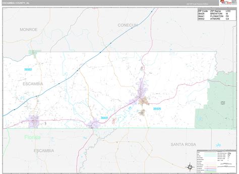 Escambia County Al Wall Map Premium Style By Marketmaps