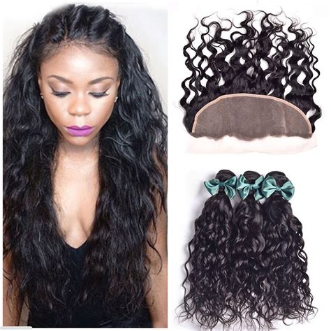 Lace Frontal Closure With Bundles 4 Pcs Wet And Wavy Brazilian Virgin