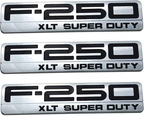 3 Pcs F250 Xlt Super Duty Side Fender Emblem Badge 3d Logo Compatible