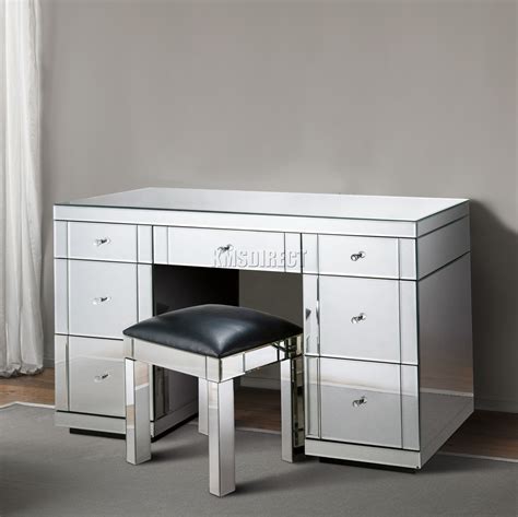 Vanity mirrors are an essential piece of any bathroom. WestWood Mirrored Furniture Glass Dressing Table With ...