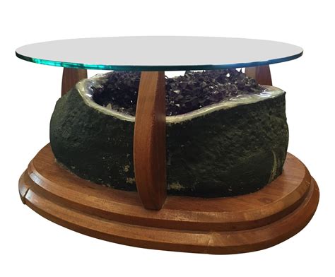 Blue agate incrusted table with a gilded frame is a stunning idea. Geode Coffee Table for Modern Furniture