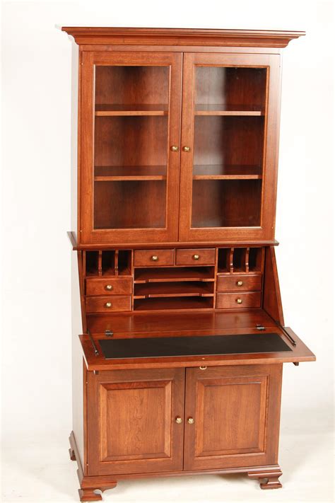 In the dining room, a secretary desk with a glass hutch is a lovely way free up space in your kitchen and display special occasion items. Glenmont Solid Wood Secretary Desk From DutchCrafters ...