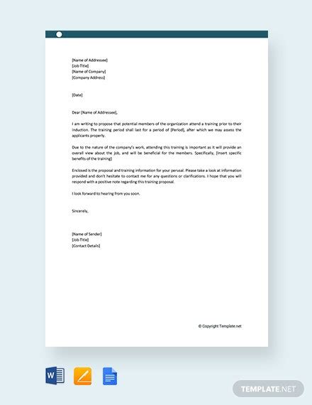 Free Sample Letter For Training Request Master Template