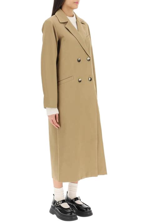 women s twill double breasted coat by ganni coltorti boutique