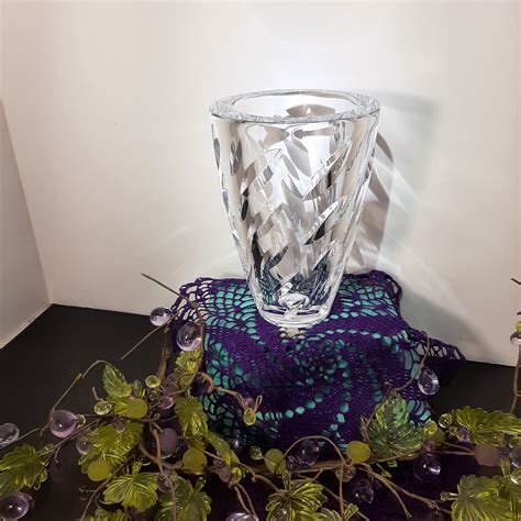 Vintage Sasaki Crystal Vase 24 Lead Crystal Made In Japan Etsy