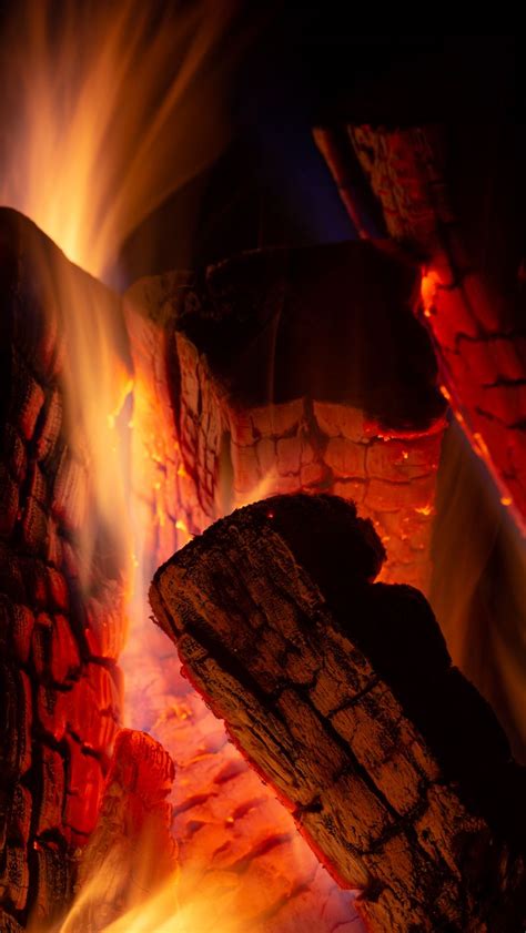 Download Wallpaper 800x1420 Fire Firewood Embers Burn Flame Iphone