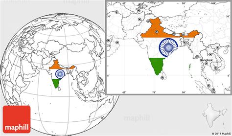 Flag Location Map Of India Blank Outside