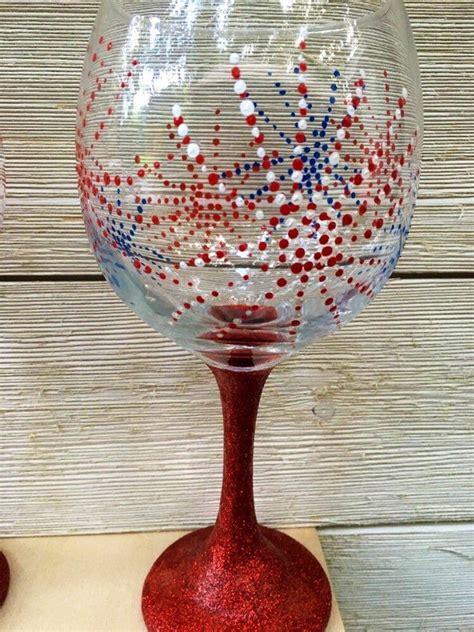 Set of two Fourth of July Fireworks wine glasses | Etsy | Hand painted