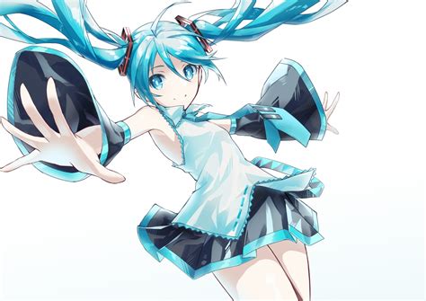 Aqua Eyes Aqua Hair Hatsune Miku Long Hair Polychromatic Skirt Tie Twintails Vocaloid White