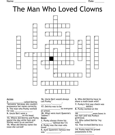 The Man Who Loved Clowns Crossword Wordmint
