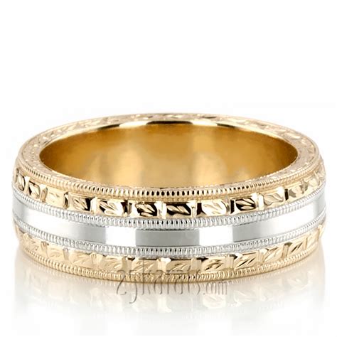 Custom Hand Engraved Shiny Wedding Ring Fc100345 14k Gold