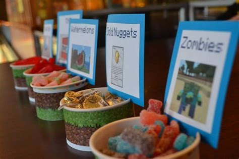 Minecraft themed candy buffet | Minecraft party, Candy buffet, Kids party