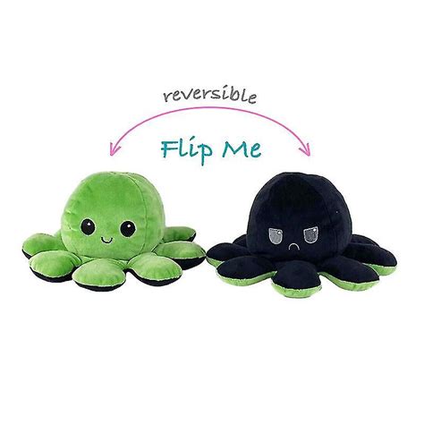 Grøn Sort Vendbar Blæksprutte Plushie Dobbeltsidet Flip Dukke Viser Humør Legetøj Cai29 Fruugo Dk