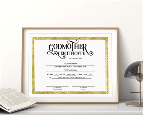 Editable Godmother Godfather Godparents Certificate Template Etsy