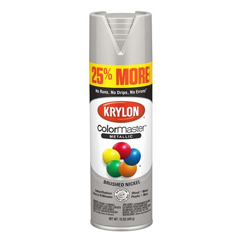 Krylon ColorMaster Paint Primer Brushed Metallic Spray Paint Bonus Satin Nickle Oz