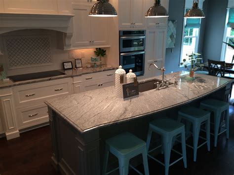 Home style classic white kitchen countertops and cabinets ideas. White Spring Granite as Interior Material for Futuristic Kitchen Design - Amaza Design