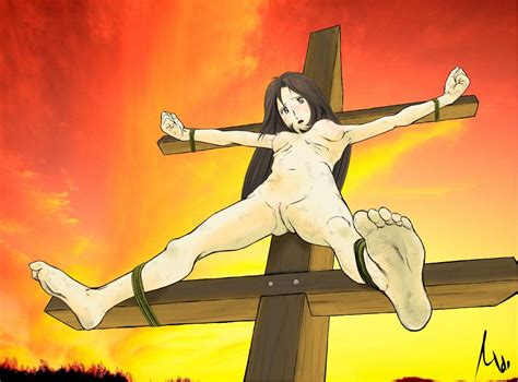 Girl Artist Request Barefoot Bdsm Bondage Bound Breasts Character Request Cross Crucifixion